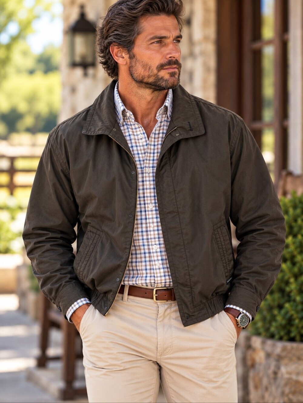 Members Only Dark gray Full Zip Long Sleeve Pockets Classic Jacket. Mens 42(L)